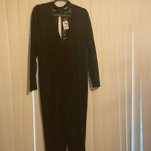 New Charlotte Russe Black lace detail jumpsuit